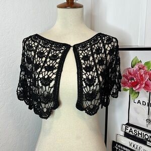 NWT Folio NY Black Beaded Knit Shrug